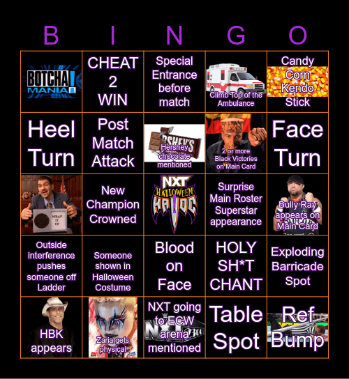 NXT Halloween Havoc 10/27/24 Bingo Card