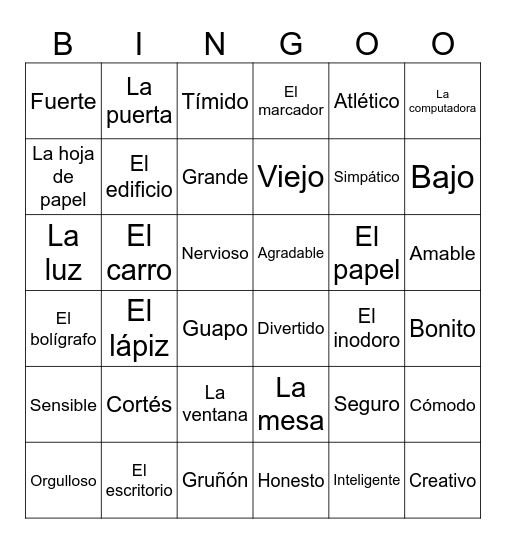Vocabulario de Semana 7 & 8 Bingo Card