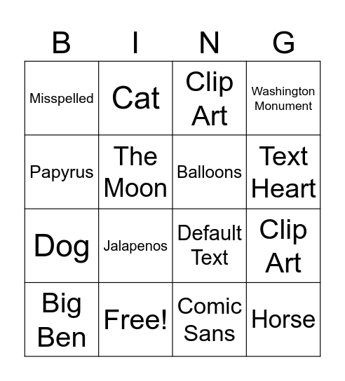 Rusty's All About Me Bingo Card