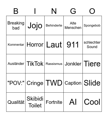 Insta reels Bingo Card