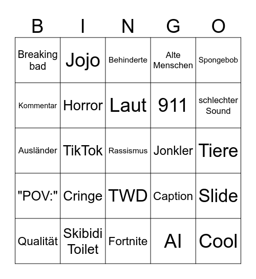 Insta reels Bingo Card