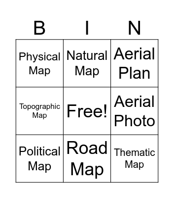 Types of Maps Bingo Card