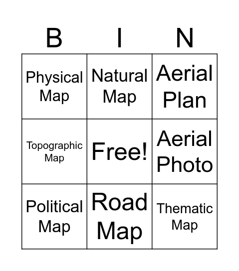 Types of Maps Bingo Card