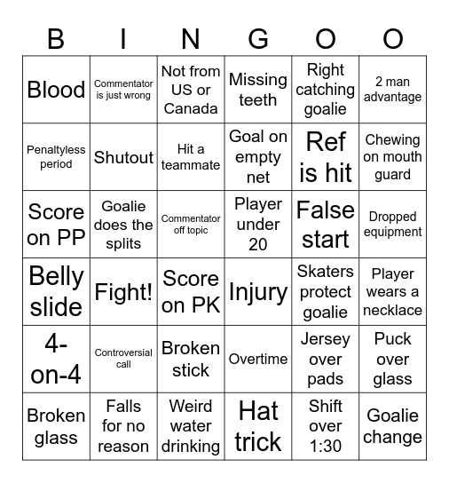 VS Bingo Card