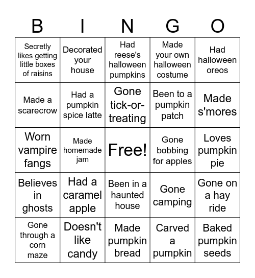 Halloween Bingo Card