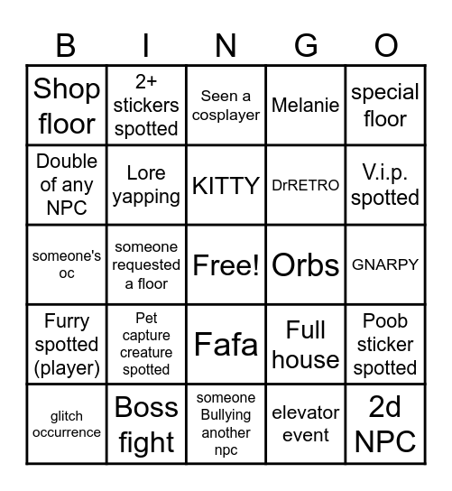 Regretevator bingo Card