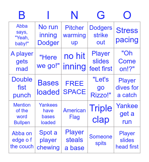 WORLD SERIES BINGO Card