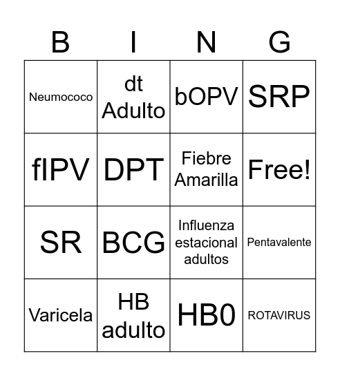 Esquema Nacional de Vacuans Bingo Card