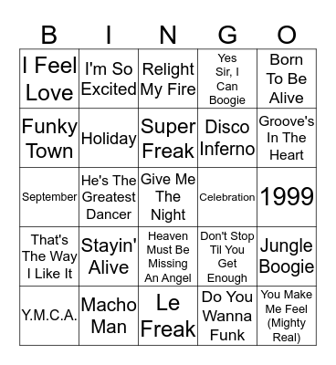 Disco Bingo Card
