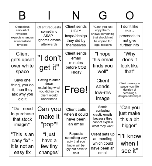 Client Bingo Card