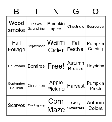 Fall Festival Bingo Card