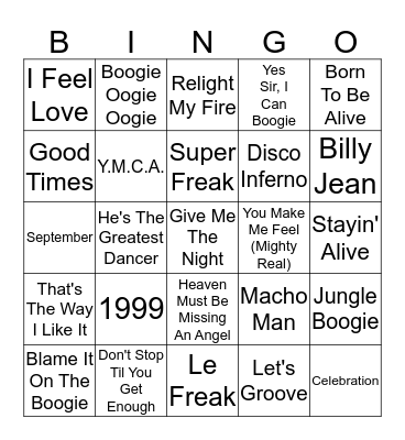 Disco Bingo Card