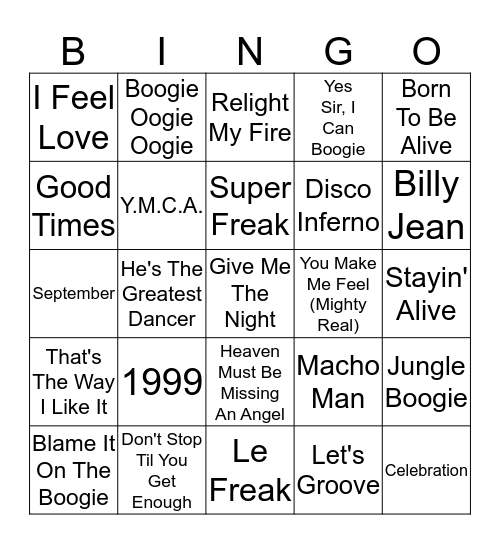 Disco Bingo Card