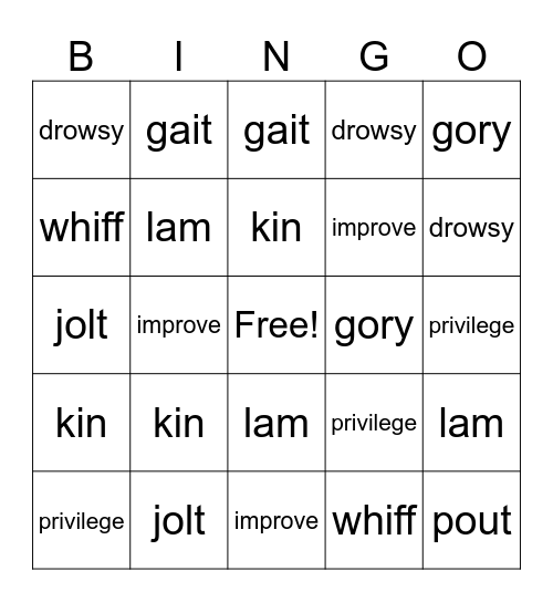 Bud, not Buddy Quiz 2 Bingo Card