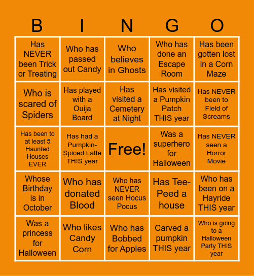 Halloween Bingo Card