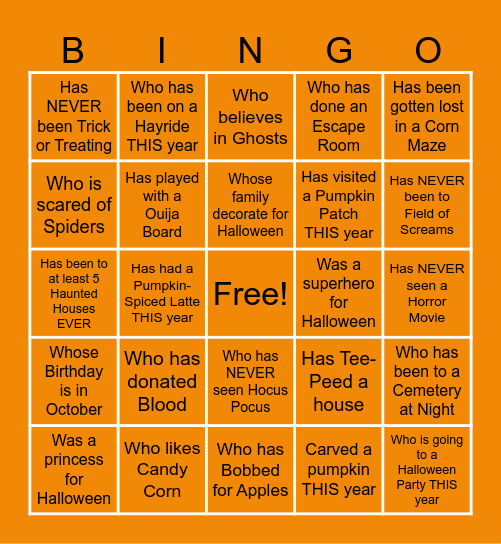 Halloween Bingo Card