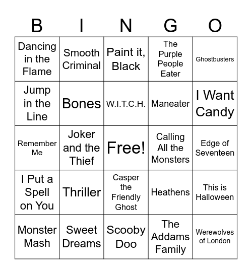 Halloween Bingo Card