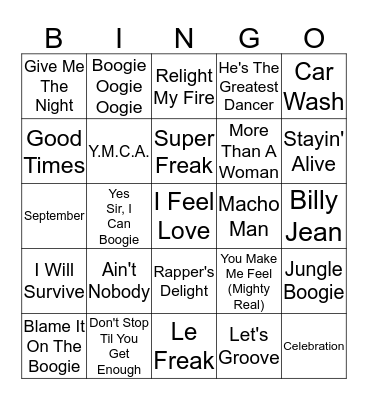 Disco Bingo Card