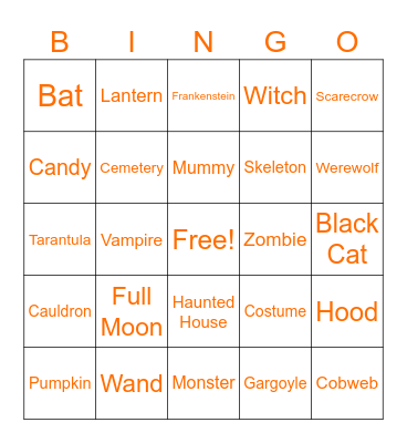 Halloween Bingo Card