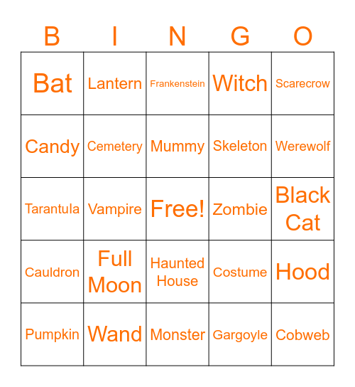 Halloween Bingo Card