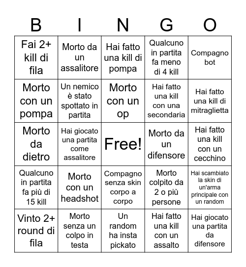 Valorant Bingo - By straccoDV Bingo Card