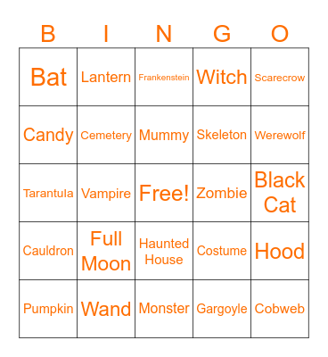 Halloween Bingo Card