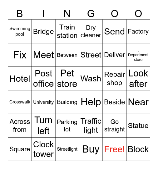 M.2 unit 3 vocabulary Bingo Card