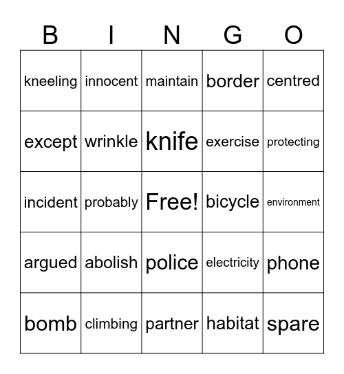 Untitled Bingo Card