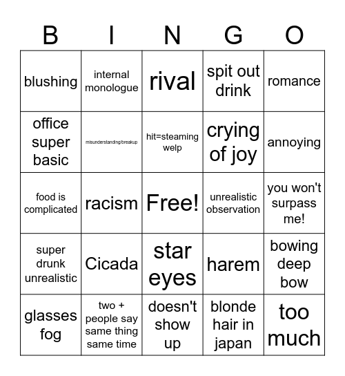 ANIME BINGO Card