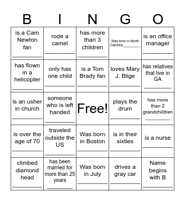 Find Someone Who.... Bingo Card