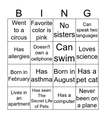 Back to School Bingo Card