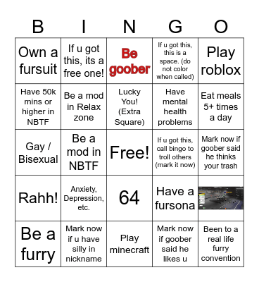 FURRY Bingo Card