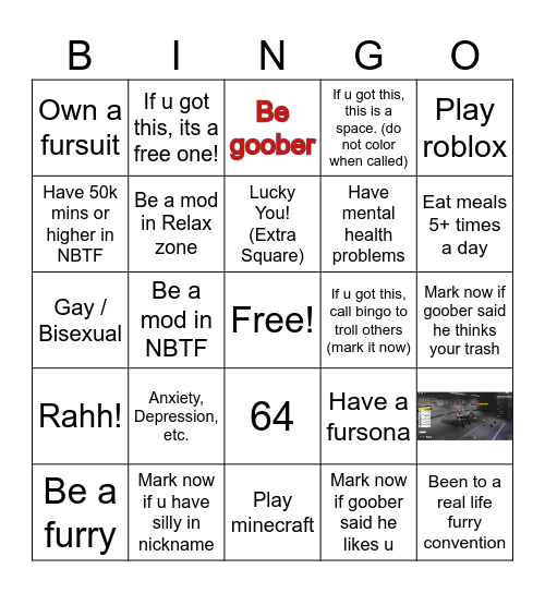 FURRY Bingo Card