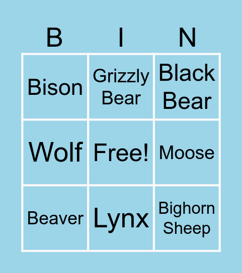 Animals in Canada Bingo Card