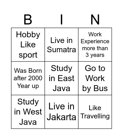 Employee On Boarding Bingo Card