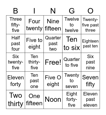 TIME Bingo Card