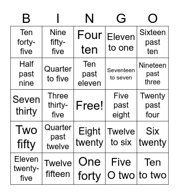 TIME Bingo Card