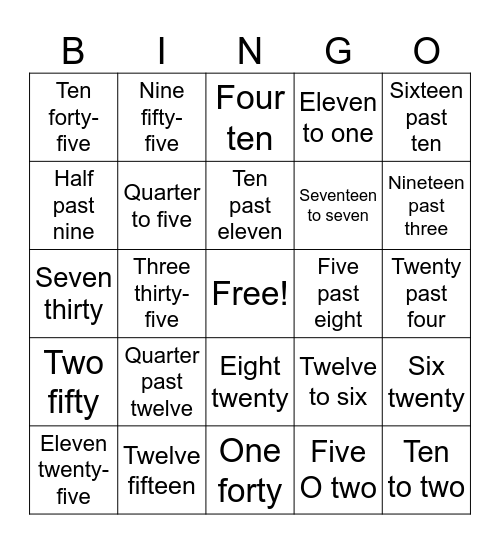 TIME Bingo Card