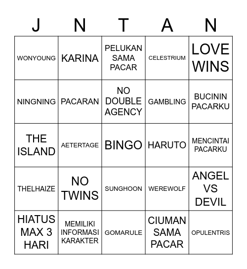 PUNYA AJON Bingo Card