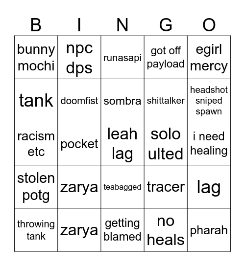 overwatch bingo Card