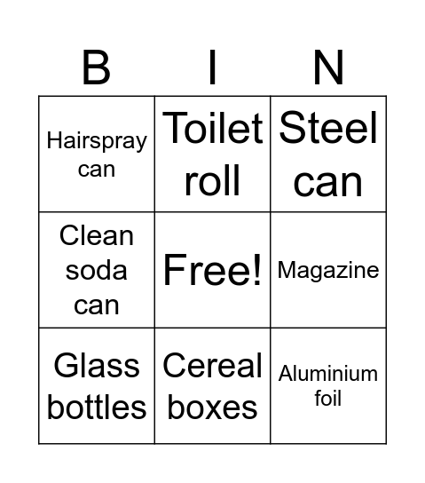 Recycable Bingo Card