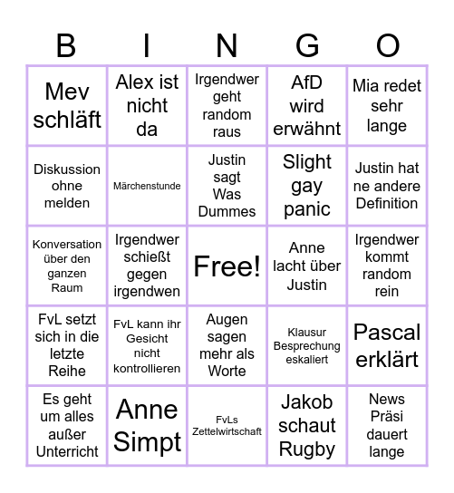 Politik LK Bingo Card
