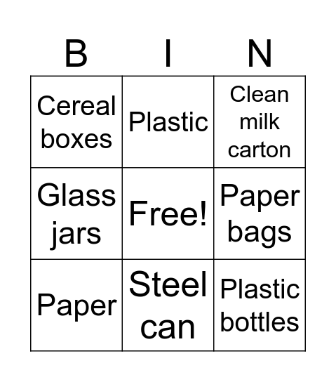 Recycable Bingo Card