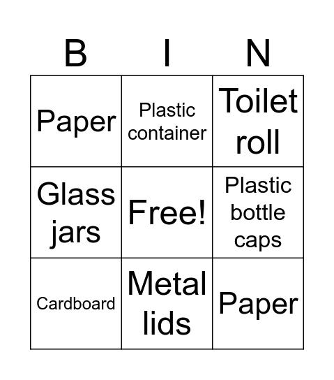 Recycable Bingo Card