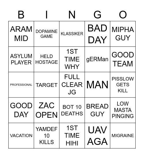 BINGO DELUXE Bingo Card