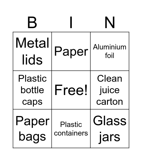 Recycable Bingo Card