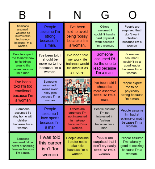 Gender Assumptions Bingo Card