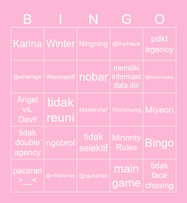 Nadhira's Bingo Card