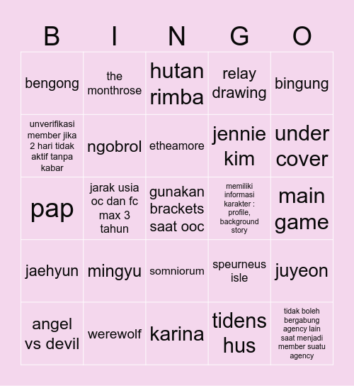 THEANA HEVERLYN Bingo Card