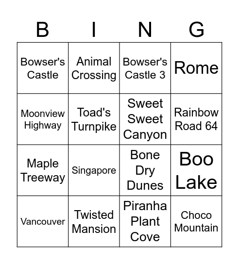 Mario Kart HALLOWEEN Bingo Card